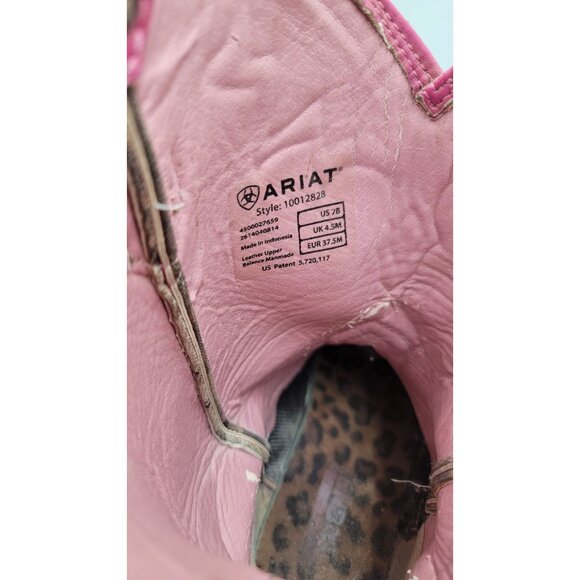 Ariat Western Boot Brown/Pink Camo Leather & Fabric Womens 7B - Picture 8 of 14